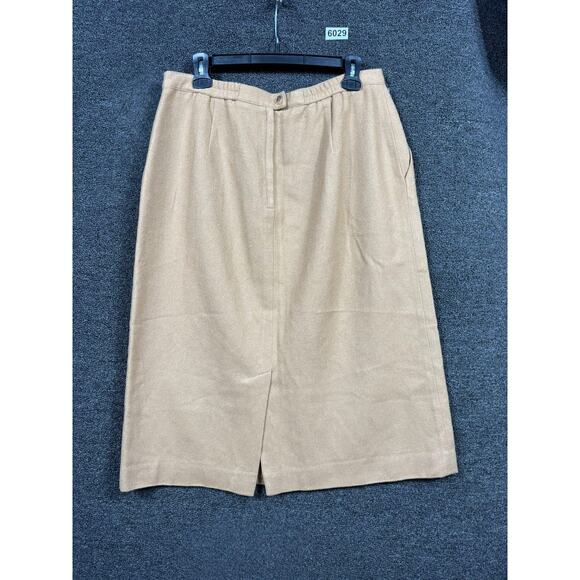 Bretton Place Skirt Womens 16 Camel Tan 100% Wool Lined Midi Pencil Made in USA - Picture 2 of 8
